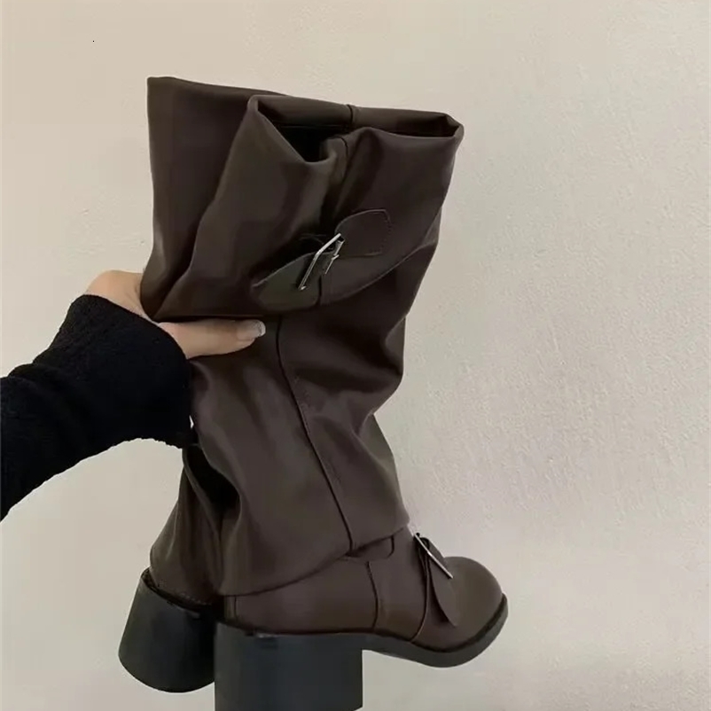 Womens Long Boots Autumn/Winter Womens Boots Long Tube Boots Round Head Western Knight Boots 251104