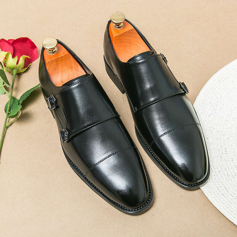 Men's in plus size, new casual fashionable men's business dress shoes, trendy banquet and wedding leather shoes