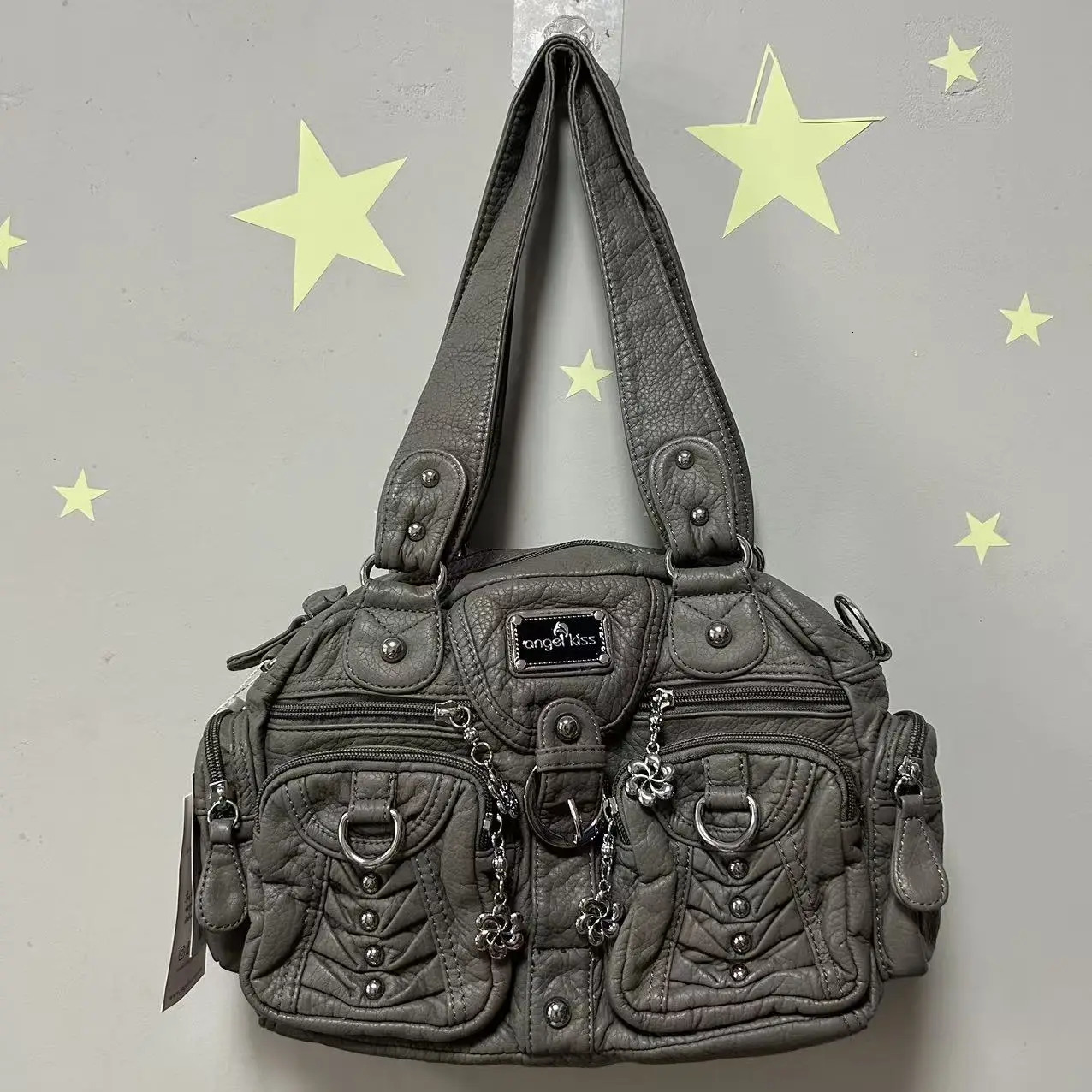 Angel kiss Women Handbags Satchel Tophandle Handbag PU Shoulder Bag Roomy Pocket Pack Multipockets Shoulder Purse Bags 251031