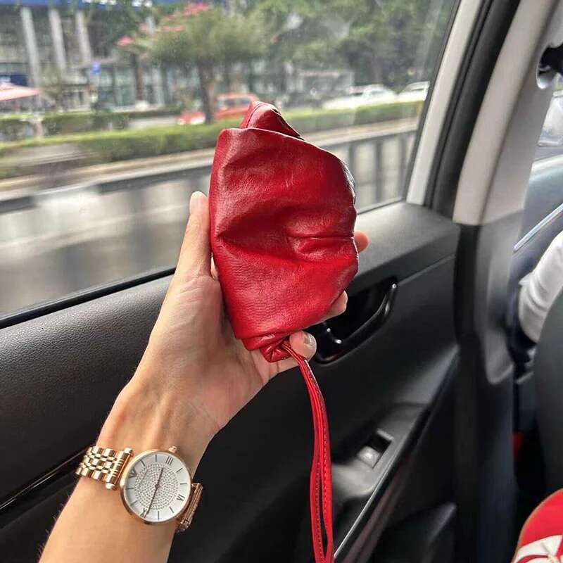 FIRMRANCH 2025 Trendy Ttem Super Soft Sheepskin Mini Cute Pleated Cloud Bag Hanging Neck Croissant Purse Lipstick Headphone Hobo