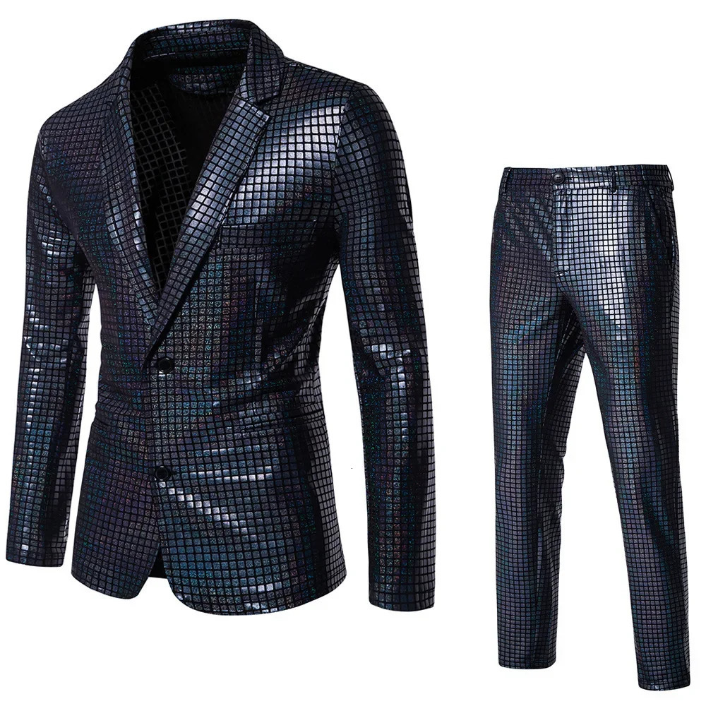 Mens Sequined GoldStitched Suit Stage Niglub Glittering Cool Performance WesternStyle Clothes Casual 251023