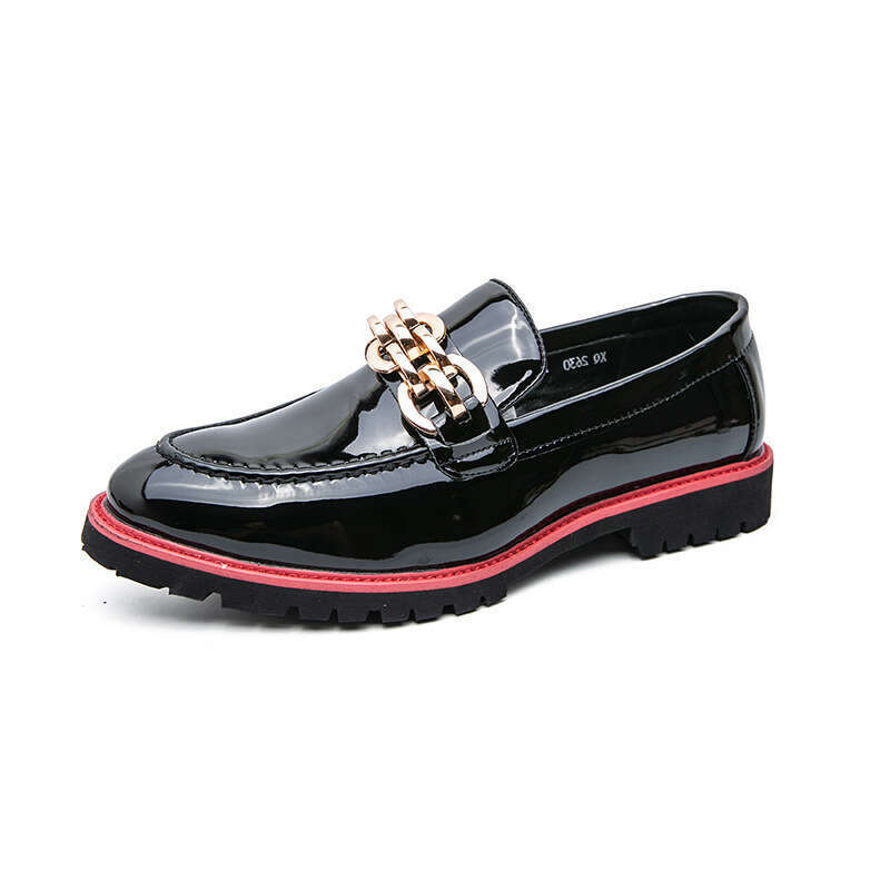 Large size glossy pointed leather for men's outerwear, one foot lazy shoes, seasonal low heels, fashionable formal single shoes
