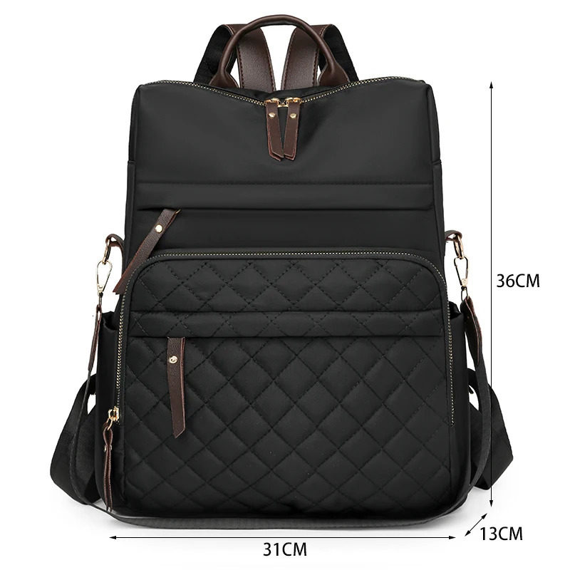 Fashion Plaid Daypack Women Waterproof Nylon Backpack Purse Ladies Large Capacity Book Bag Outdoor Travel Weekend Schoolbags 251104