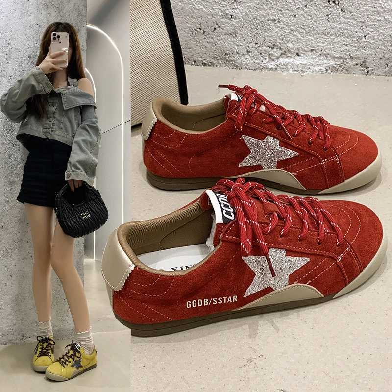 Genuine Leather Deqin Shoes Wens 2025 New Style Versatile Worn-In Flat Bott Casual Sporty Flats for Wen Y251105