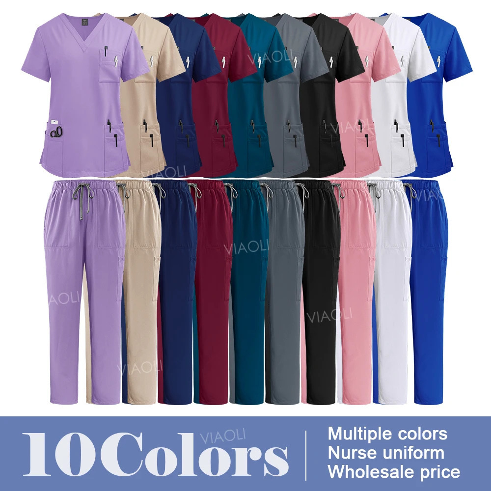 Uniform Scrub Hospital Working Scrubs Set Wholesale Nursing Scrub Uniforms Women Healthcare Pharmacy Clinic Work Clothes 251104