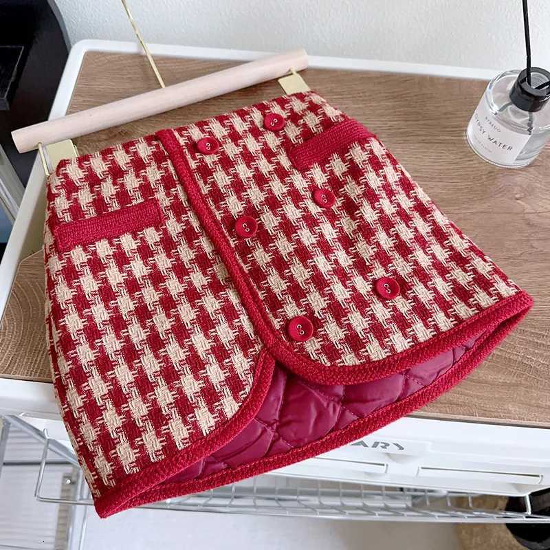 Winter New Grid Small Fragrant Style Cotton Jacket for Girls Korean Warm and Thick Baby Jacket Two-piece Set Y251105