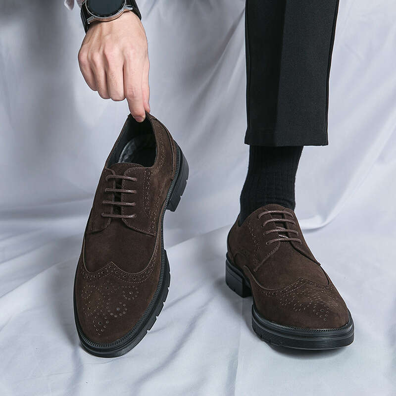 Large matte block dress shoes, sizes 38-46 carved business leather shoes