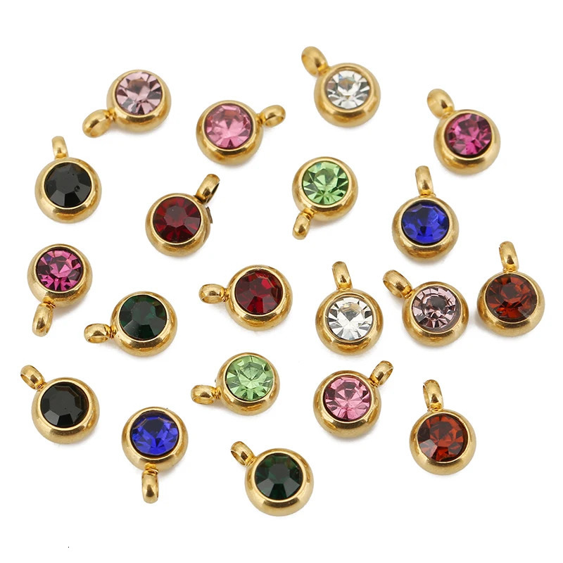 20pcs 6mm stainless steel cross welding rings beads crystal charm pendants necklaces bracelets jewelry making DIY 250325