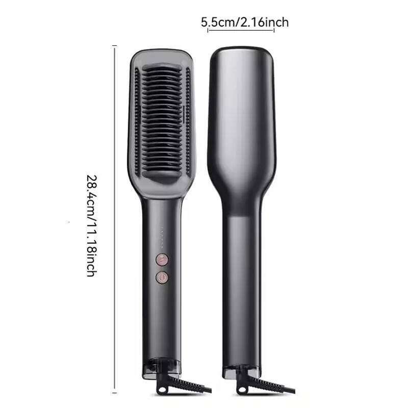 Fast Styling Negative Ion Straightening Brush PTC Heating Ceramic 2In1 Straight Curl Hair Iron Straightener Hot Comb Xiusiyuan251105