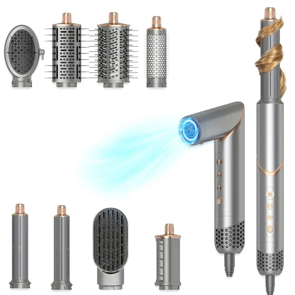 8In 1 Negative Ionic Foldable Wrap Air Styler Set, 110000 RPM High-Speed Hot Dryer Brush Set For Curling, Fast Dry, Straightening - Versatile Hair Sty