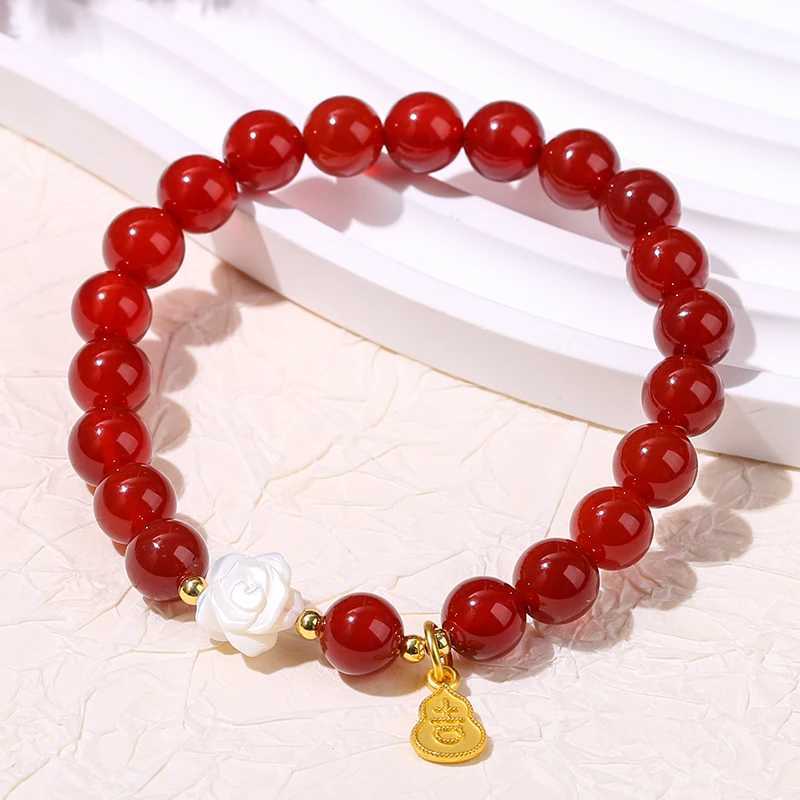 Change Better Natural Red Agate Bead Shell Flower Gourd Lucky Women Fashion Jewelry Handmade Elastic For Gifts C251105