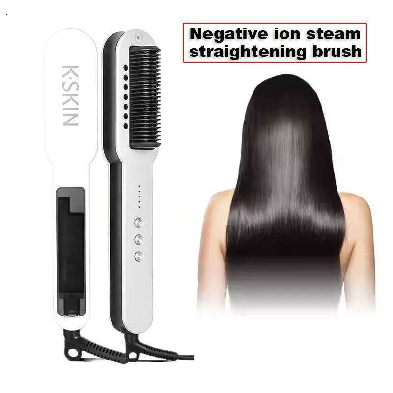 Portable Steampods Negative Ion Steam Hairbrush Flat Iron Curling Styling Comb Electrical Hair Straightener Brush Xiusiyuan251105