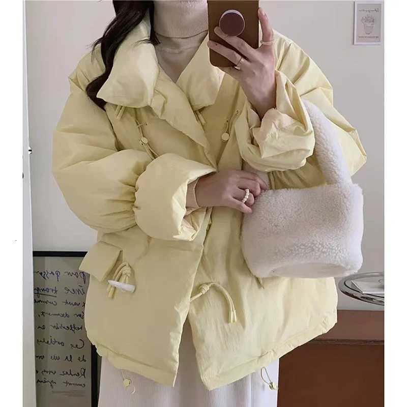EVNISI Women Thicken Cotton-padded Jacket Casual Loose Warm Cotton Coat Mock Neck Solid Button Women Parkas 2024 Autumn WinterT251105