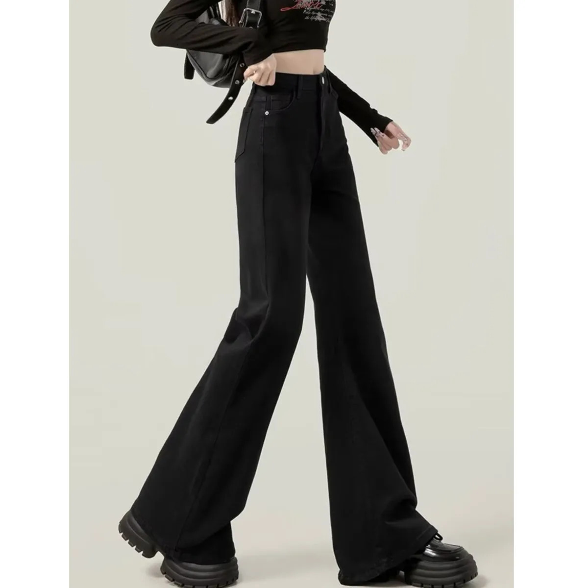 Weila Womens Jeans Latest Low Waist Slim Fit Horseshoe Horn Floor Pants 250403