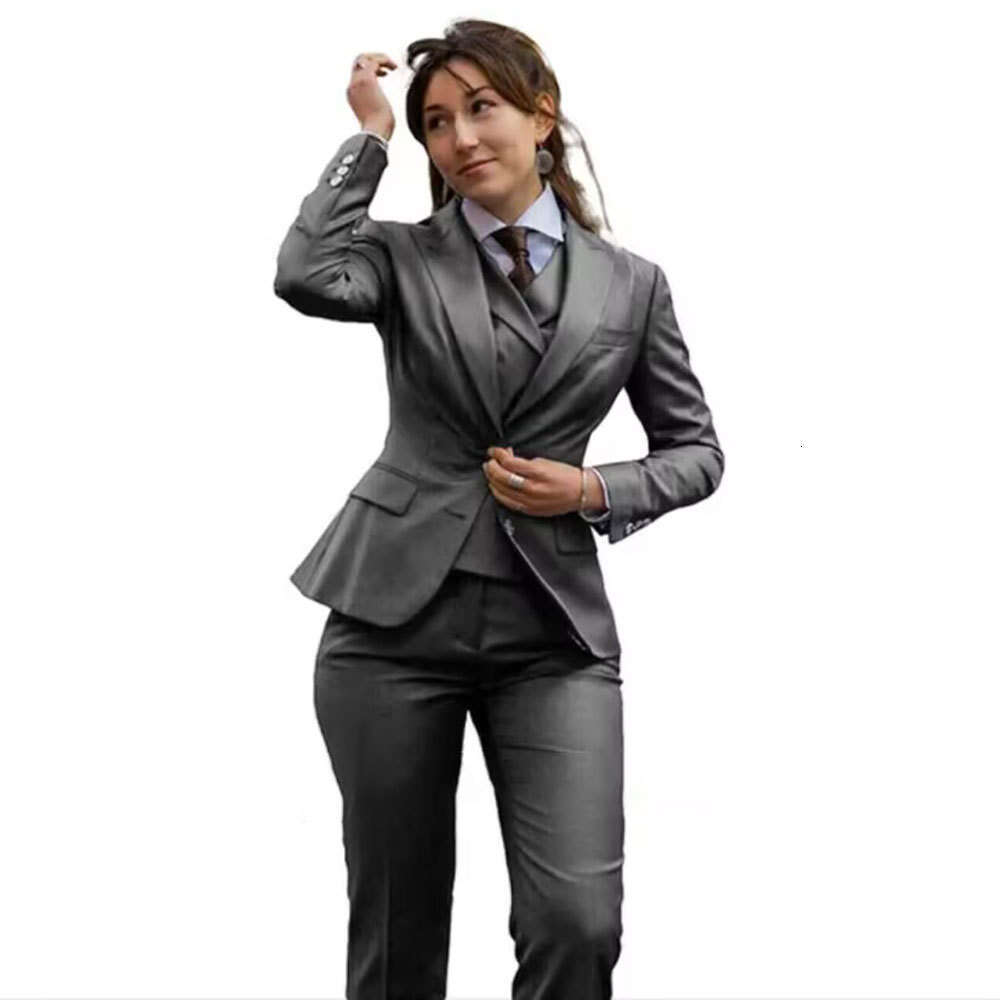 Elegant slim fit womens 3piece set jacket vest pants clothing casual and elegant ballroom dress