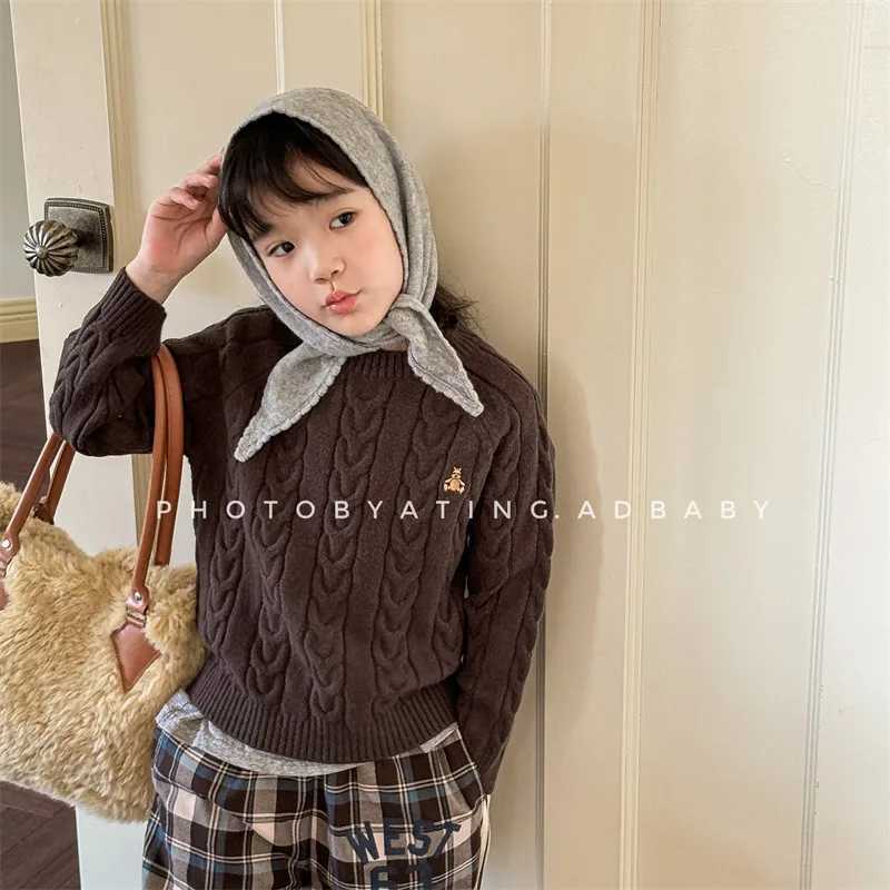 2024 Winter New Children Knit Sweater Baby Girl Thick Warm Knit Pullover Long Sleeve Kids Boys Cartoon Sweater Infant Clothes L251104