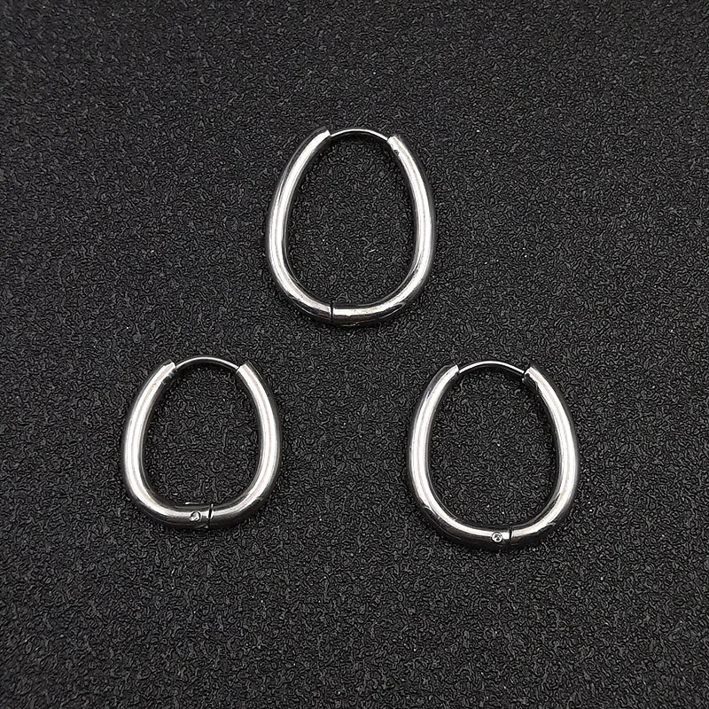 10pcslot Gold Stainless Steel Water Drop Hoop Earrings Black Geometry Oval Earrings for Women Female Jewelry Wholesale 251131