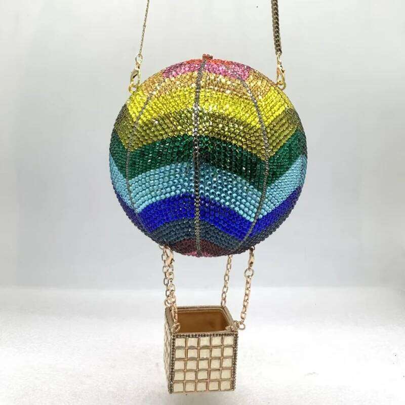 Designer Bags XIYUAN Hot-Air Balloon Evening Bags Women Branded Wedding Bridal Handbag Gold Rhinestone Clutches Crystal Party Purses Hot Selling