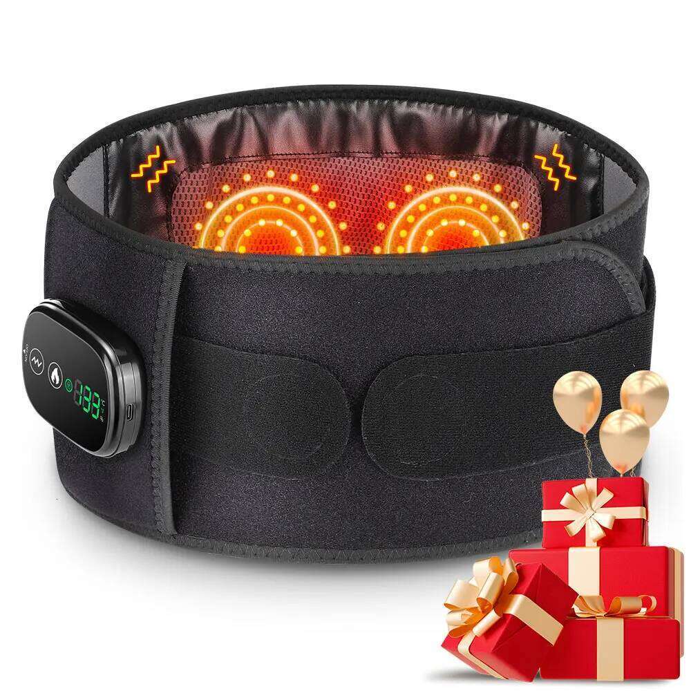 Heating Vibration Massager Belt, Red Light Hot Compress Brace Waist Back Massage Lumbar Support Belt
