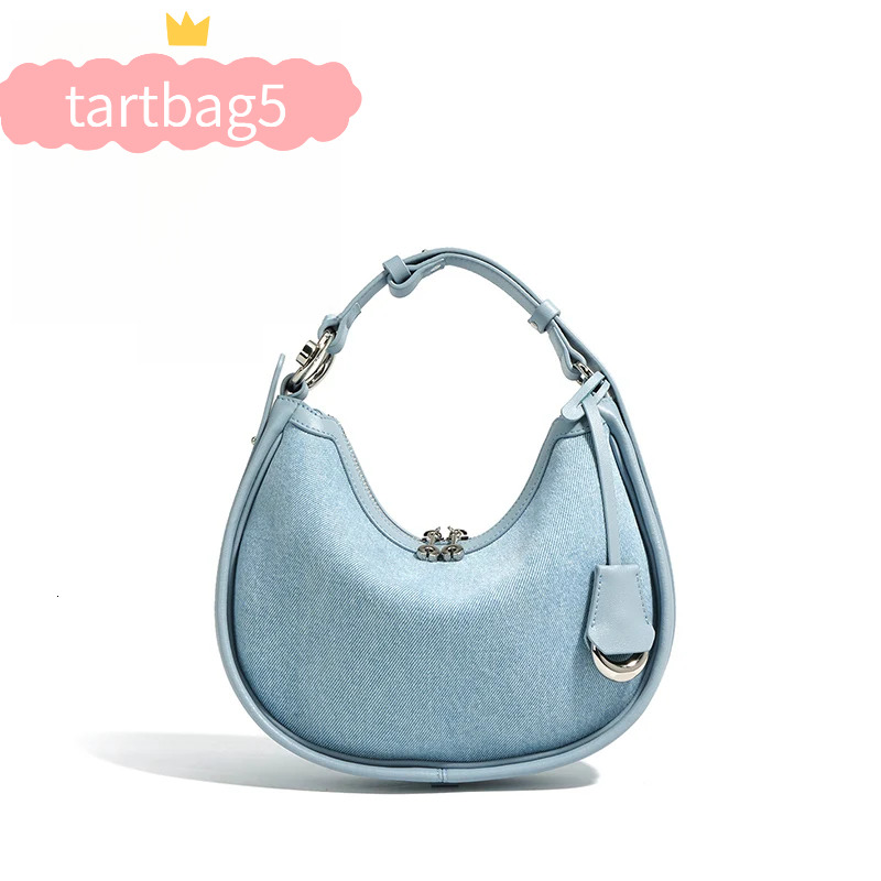 New Women Lady Fashion Half Moon Underarm Shoulder Bag Messenger Female Summer Soft Lightweight Denim Fabric Handbag