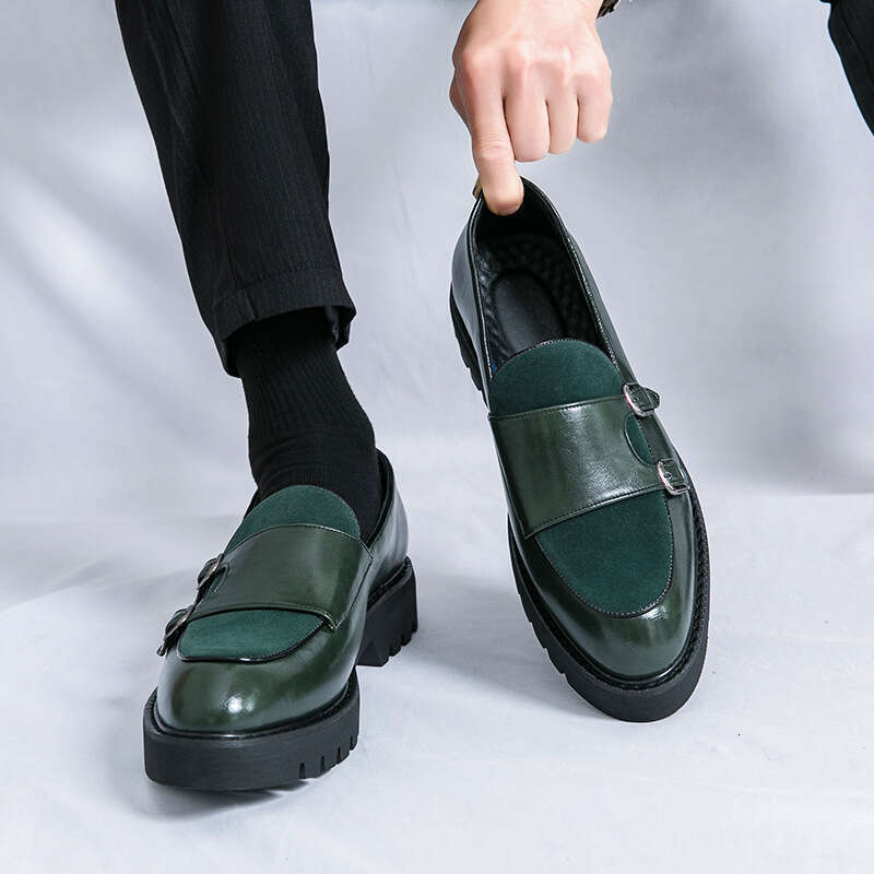 Large men's big toe thick soled height increasing casual shoes, sizes 38-46, 2024 Spring and Autumn new business leather shoes