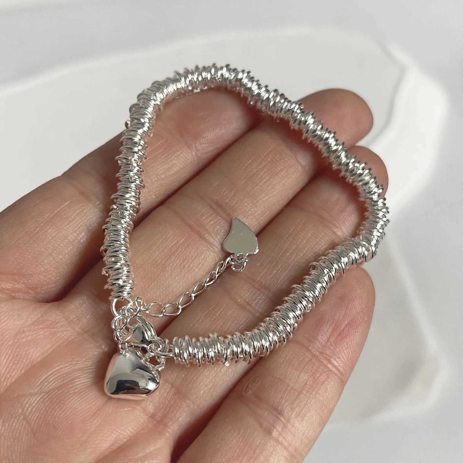 100 Solid 925 Sterling Silver Metal Bracelet for Women Handmade Simple Stone Bracelet Birthday Gift PartyXJ251105