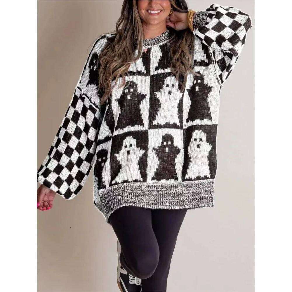 2025 Autumn Winter Halloween Knitted Women O-Neck Long Sleeve Springr Loose Female Casual Pullovers Sweaters Women Sweater Designer Sweater Women