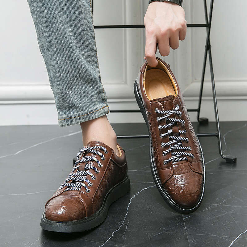 Large Casual Leather 47 Business Lace up Flat Bottom Men's Daily Single Fashion Shoes Men