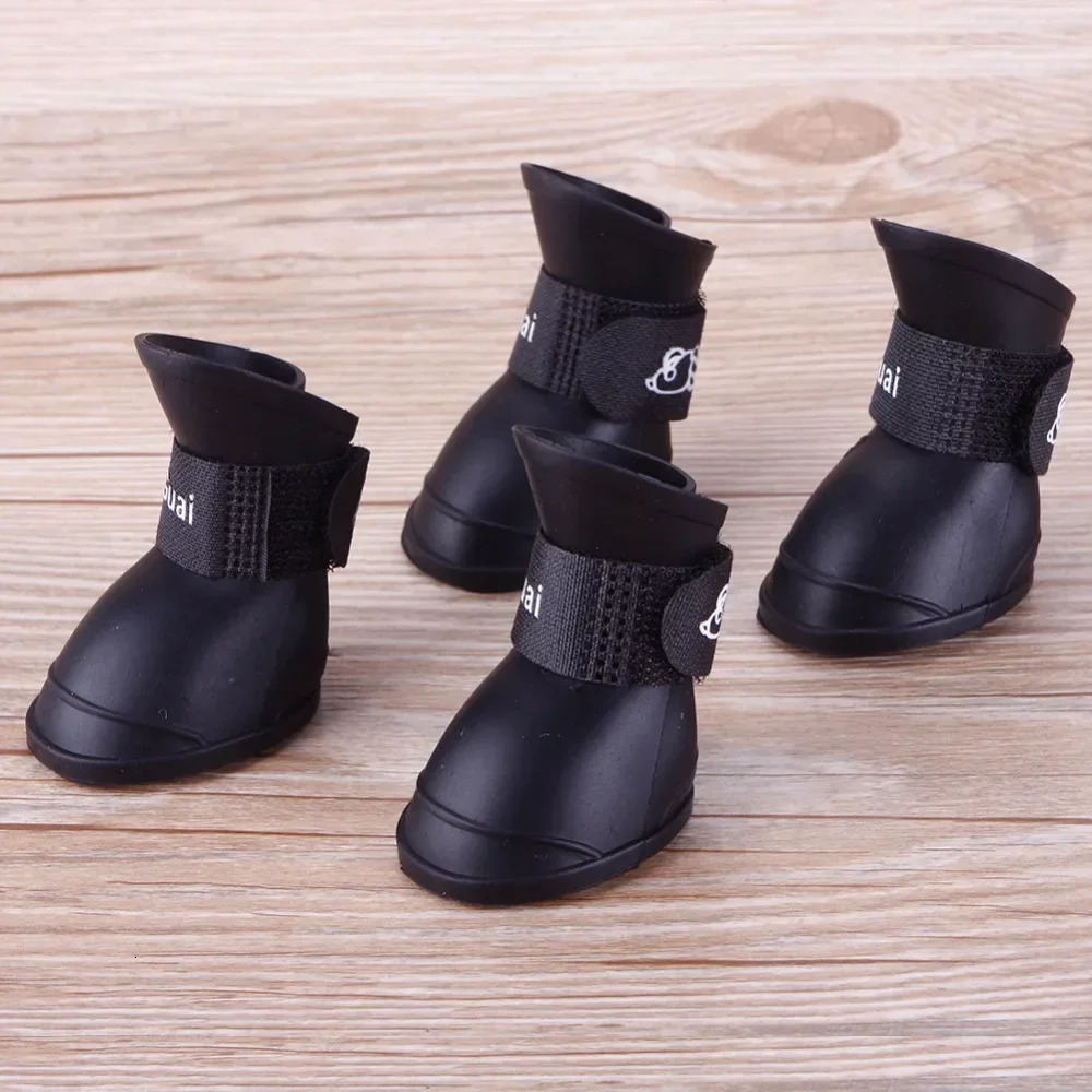 4PCS/SET Dog Boots for Small Dogs Summer Pet Dog Shoes Waterproof Pet Rain Shoes for Dog Puppy Rubber Boots Durable Shoes 250402