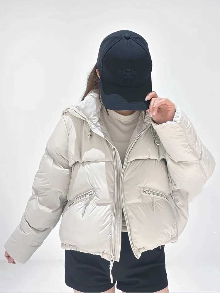 Winter Short Hooded Warm Down Jacket Female Puff Thicken Drawstring Jackets Women White Duck Down Zipper Fluffy Parker OutwearsT251105