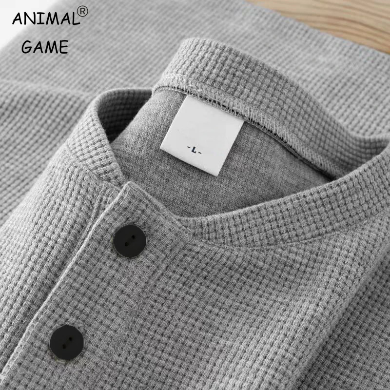 Summer mens waffle casual T-shirt knitted short sleeved shirt basic solid color lightweight T-shirt breathable streetwear 250402