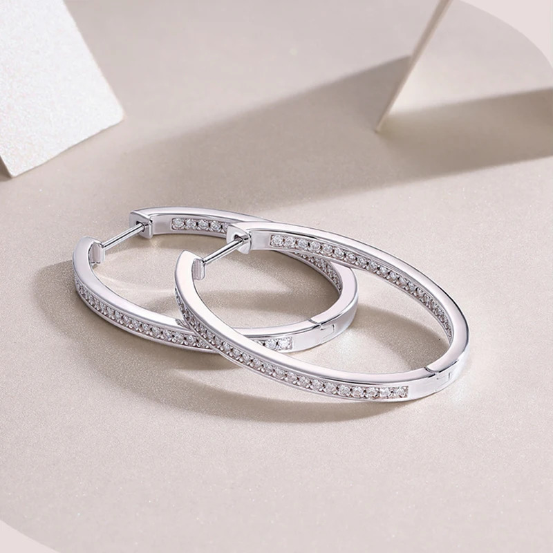 Hoop Earrings Diamond Earrings For Women Original 925 Sterling Silver Jewelry Plated Womens Earrings 251131