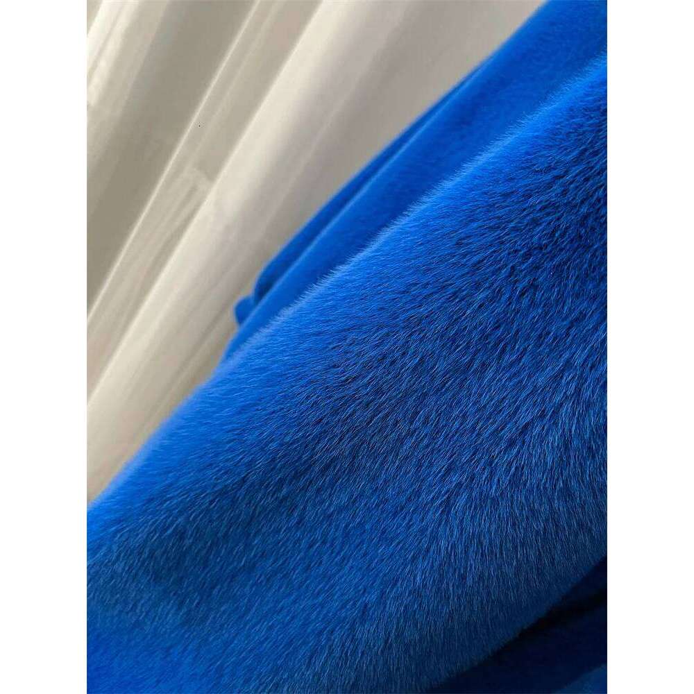 Designer Clothes Lautaro Winter Long Oversized Warm Thick Blue White Fluffy Faux Fur Coat Women With Hood Loose Casual Korean Style Fashion Hot Sellin