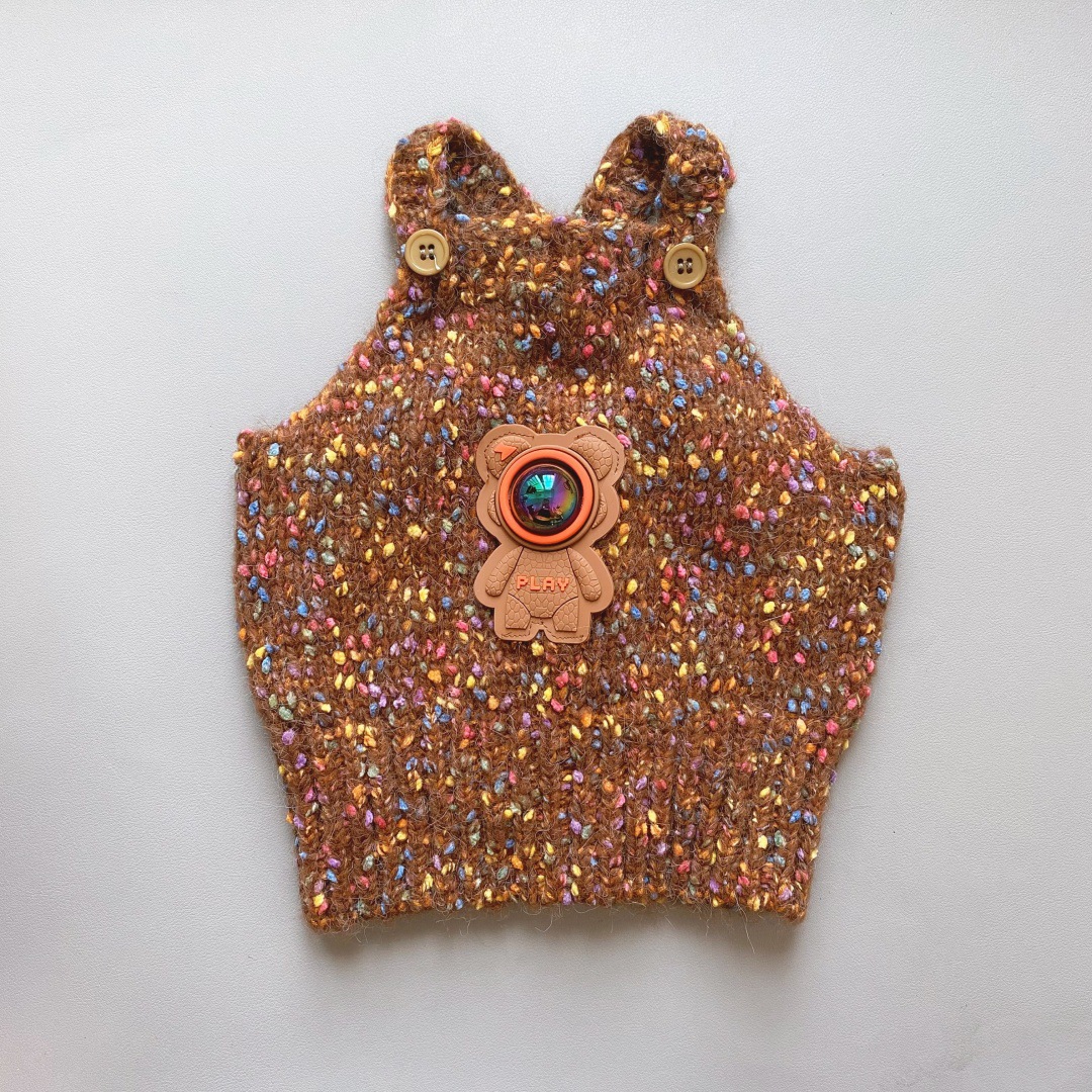 Cute Bear Fidget Toy Design Pet Knit Sweater Vest, Warm & Soft Pet Sweater for Dogs Cats, Colorful Speckled Knitwear, Fashionable Pet Clothes for Smal