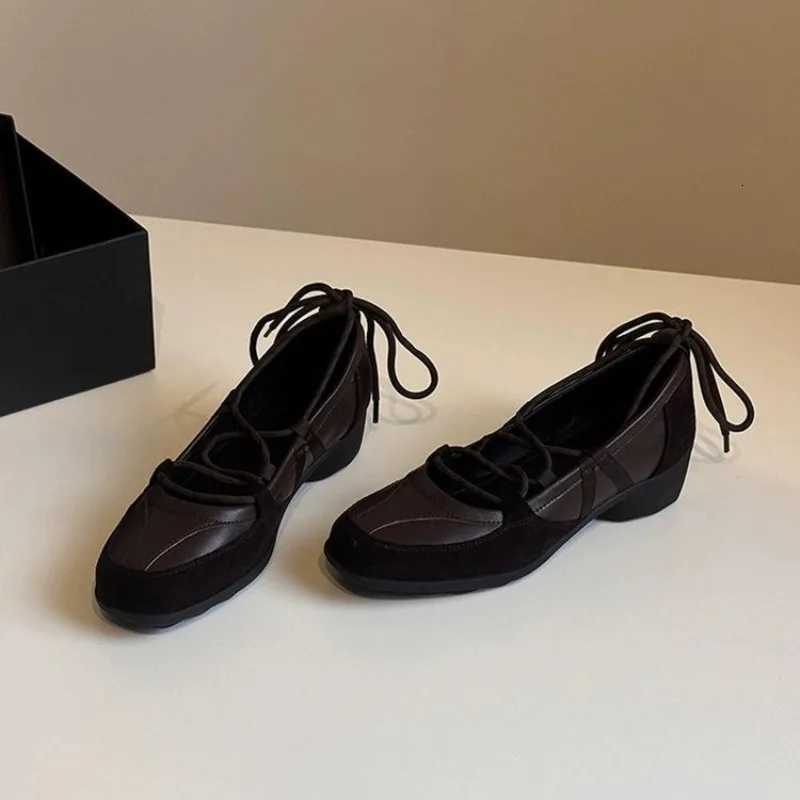 Niche Design Round Toe Wen 2025 Autumn and Winter New Temperament Lace-up Casual Mary Jane Single Shoes Y251105