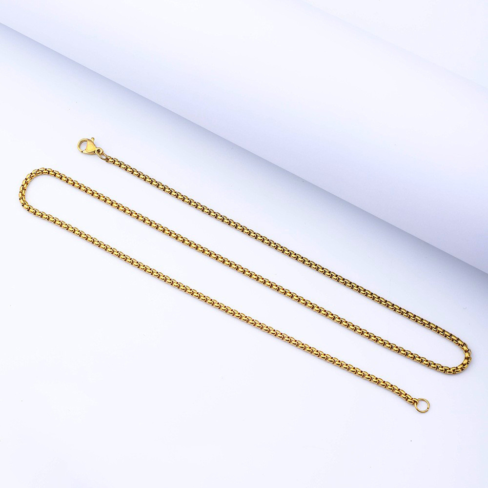 Cross-Border Stainless Square Pearl Men's Titanium Steel Necklace Trendy Hip-Hop Punk Jewelry Sweater Chain