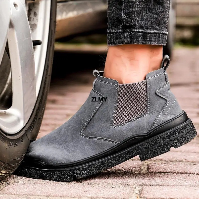 Waterproof Mens Shoe Steel Toe Work Security Boots Men Anti-spark Safety Shoes Male Slip On Puncture Proof Chelsea Boot 251104