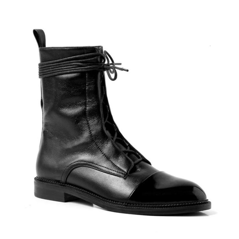 Boots Womens Autumn Shoes Single Boots British Style Mid Barrel Slim Boots Childrens Black Motorcycle Boots 251103