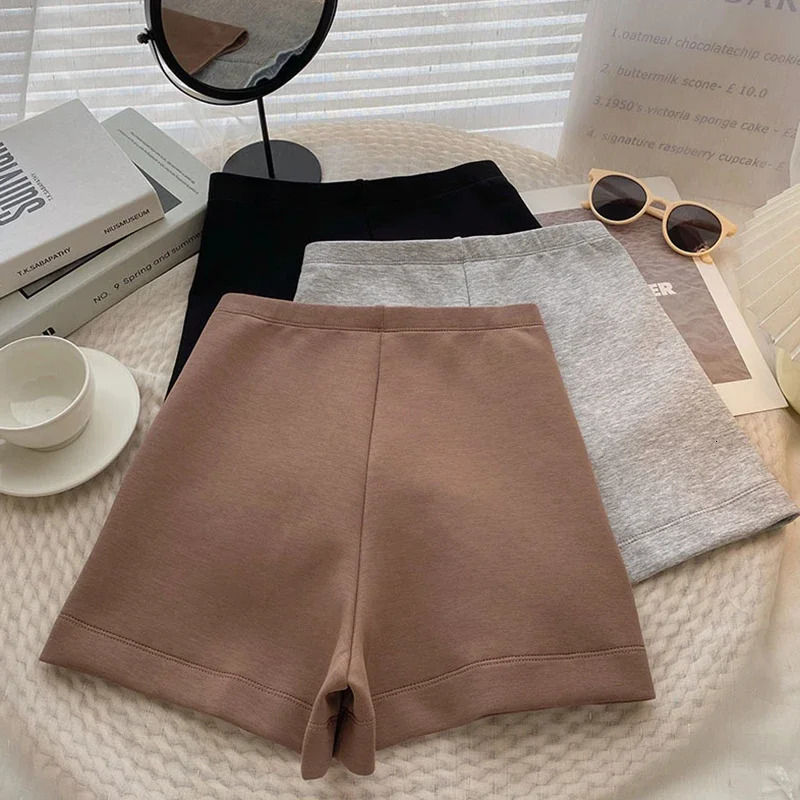 Womens casual cotton high waisted shorts simple basic ultrathin running sports solid stretch comfortable knitted yoga 250401