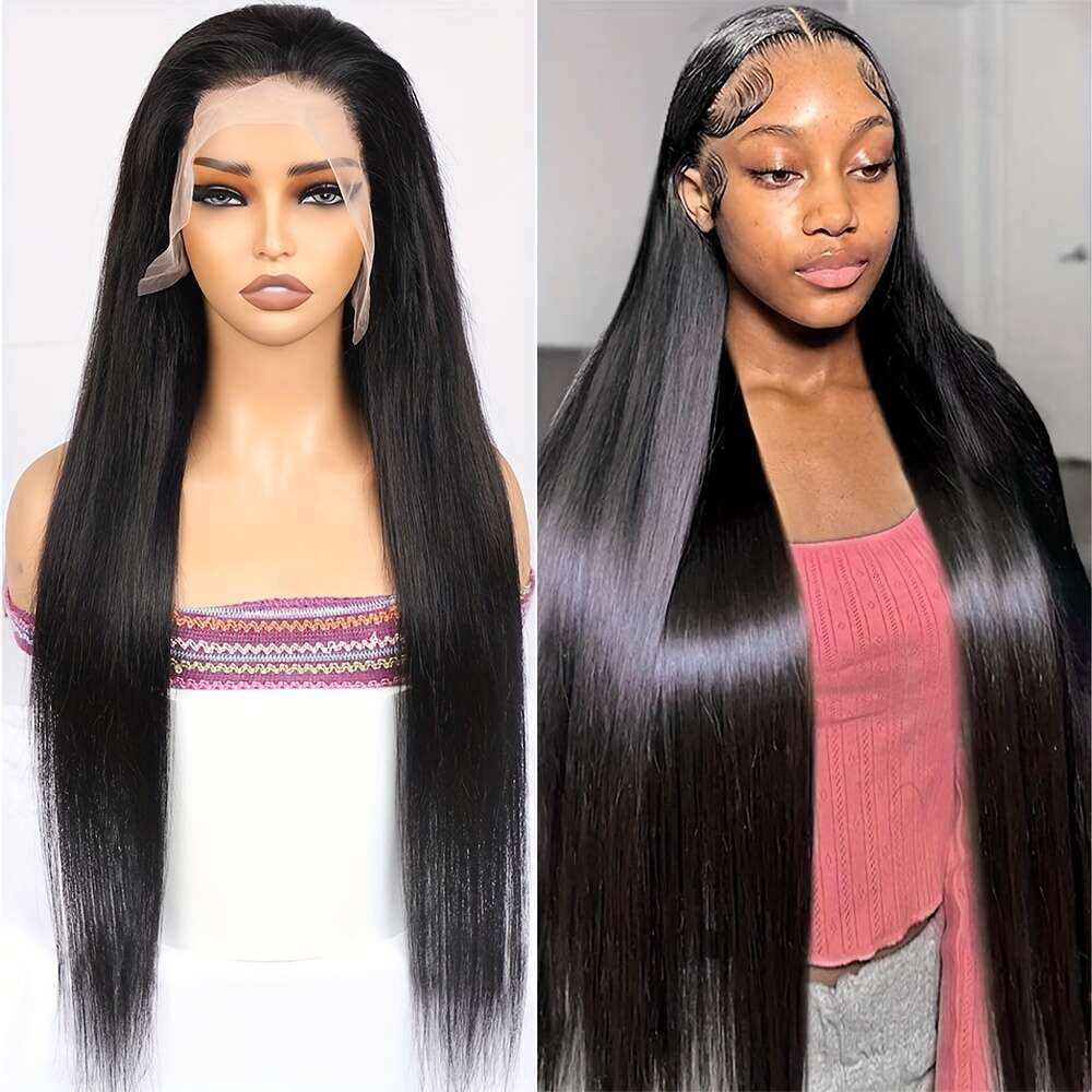 180% Density 13X4 Frontal Wig Straight Front Transparent Lace Pre Plucked Virgin Human Hair Wigs For Women