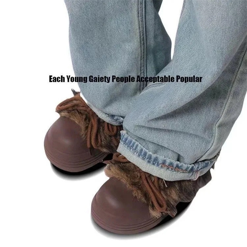 Bow Platform Women Snow Ankle Boots Fur Fashion Short Plush Flats Cotton Shoes Trend Warm Cozy Winter Botas Mujer 251104