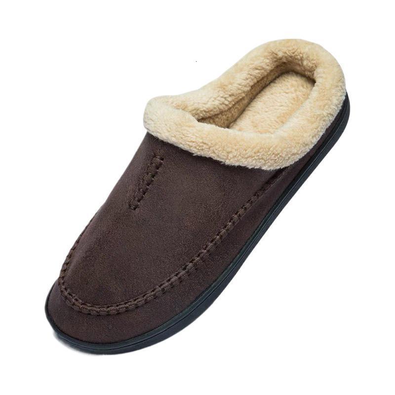 Mens Furry Slippers Non-Slip Loafers Cotton Shoes Semi-Warm Closed-Toe Memory Foam Indoor Home Use Large