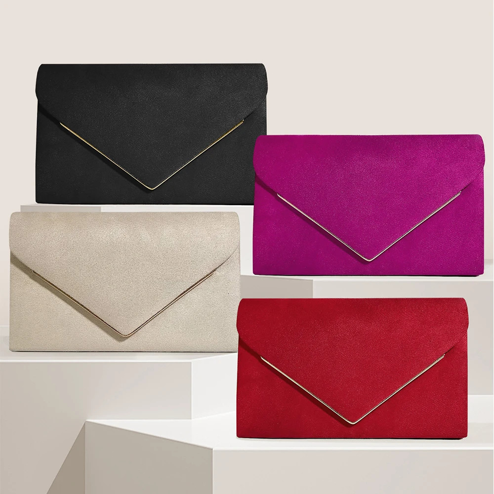 Velvet envelope womens evening wallet high-quality clutch ping-pong dress clutch shoulder bag with chain handbag 250402
