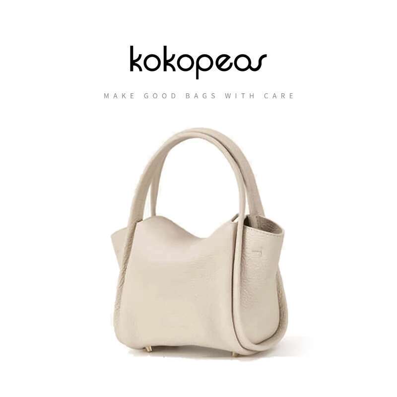 KOKOPEAS Genuine Leather Basket Handbag Brand Design Magnetic Buckle Shoulder Phone Purse Ladies Crossbody Commuter Bag