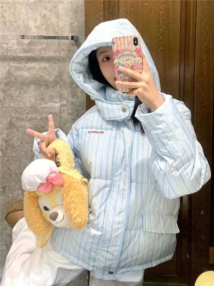 2025 Winter New Hooded Jacket Korean Loose Warm Thick Cotton Coat Women Printing Overcoat Quilted Coat Women Long Parkas OutwearT251105