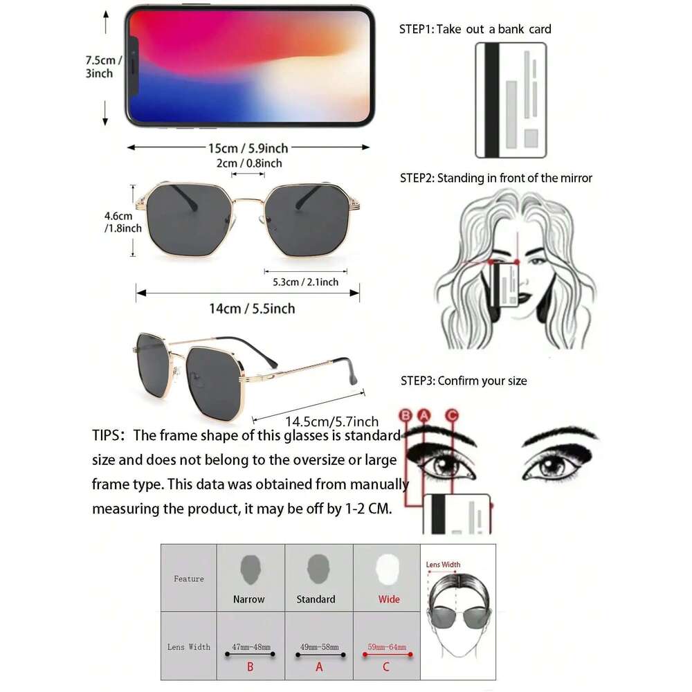 1PC/2PCS Classic Fashion Square Metal Frame Women Sunglasses For Men Daily Life Shades Eyewear Accessories.