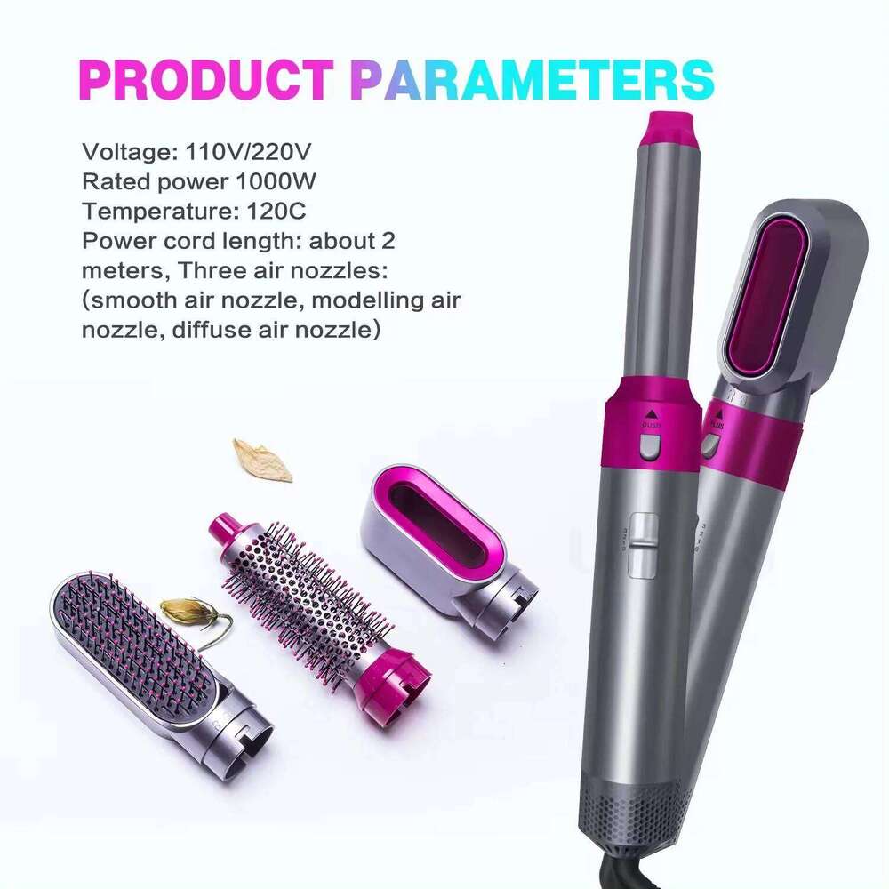5-In-1 Electric Hair Negative Ion Straight Curler Blow Dryer Air Comb Removable Brush Kit Tool
