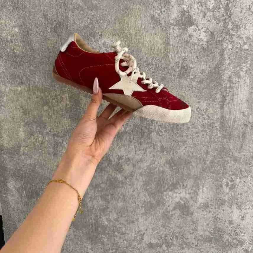 Casual Flat Botted Style Laced Color Rubbing Star Shoes Polyurethane Upgraded Version of Classic White Sneakers Y251105