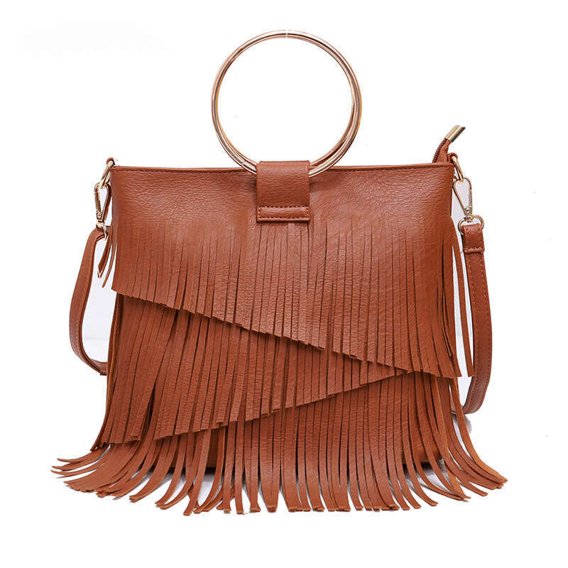 Women's Bag Shoulder Crossbody bags PU Leather Fashion New Irregular Tassel Trendy Music Festival Handbag