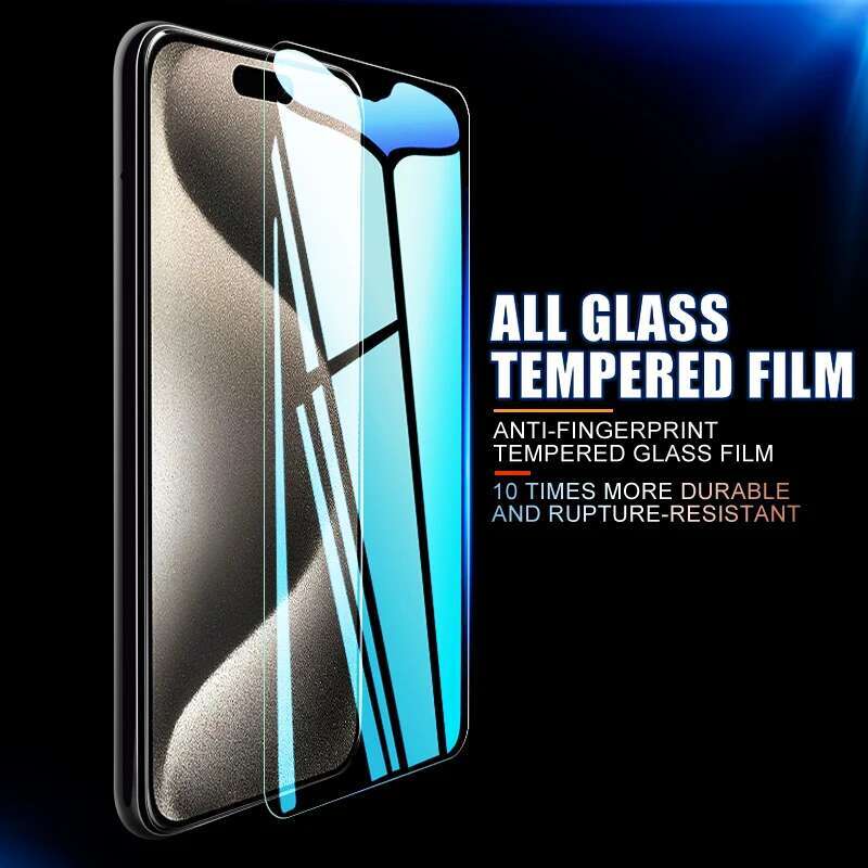 4Pcs 9H Hardness Tempered Apple 14 15 16 Pro Max Screen Protector For iPhone 13 mini Transparent Glass Film